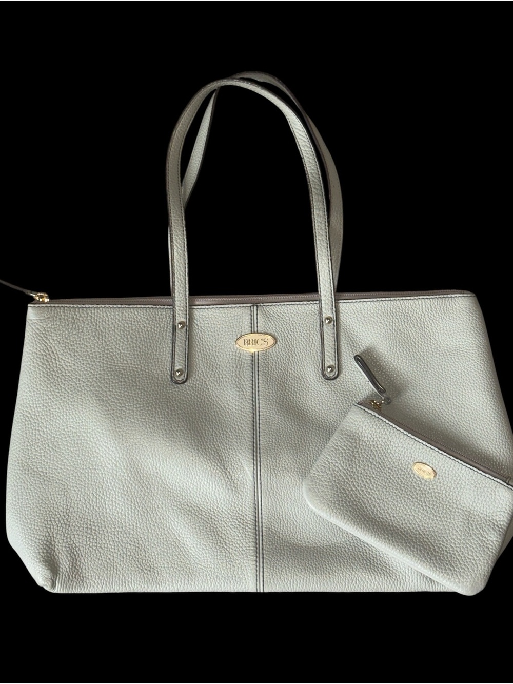 Bric's Pale Sage Green Pebbled Italian Leather Tote with Pouch!